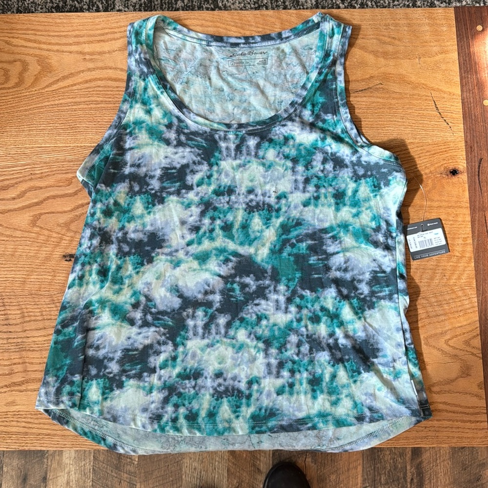 Eddie bauer women’s tank top XL NWOT the dye blue/green